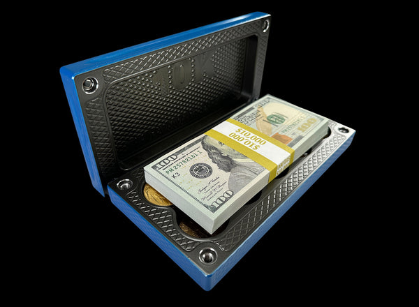 $10k, 50oz Gold Coins REBRUSHED ANO BLUE/BLACK CHROME Survival Brick (PRICE AS SHOWN $2,698.99)*