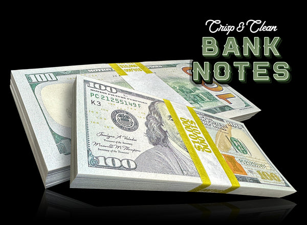 "BANK NOTES" (BLUE NOTES) - DOUBLE SIDED Prop Cash | $100 Dollar Bills