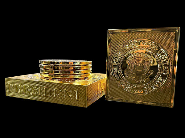 Exclusive 24K Gold-Plated Presidential Seal Coaster Set