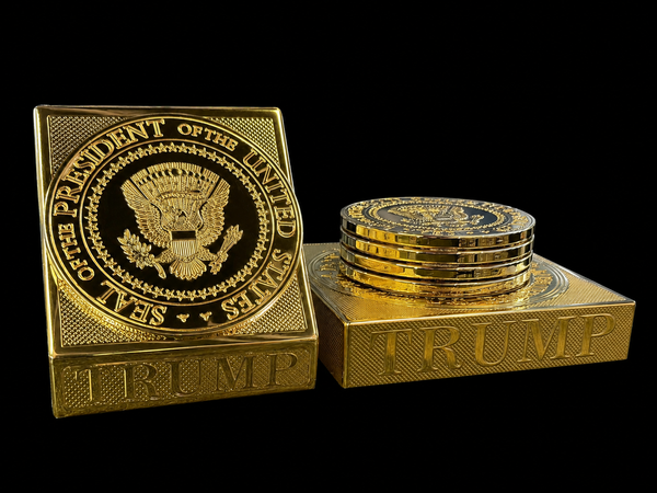 Exclusive 24K Gold-Plated Presidential Seal Coaster Set