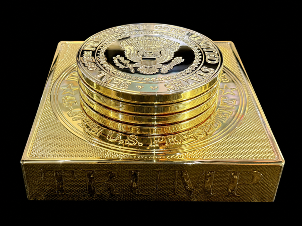 Exclusive 24K Gold-Plated Presidential Seal Coaster Set
