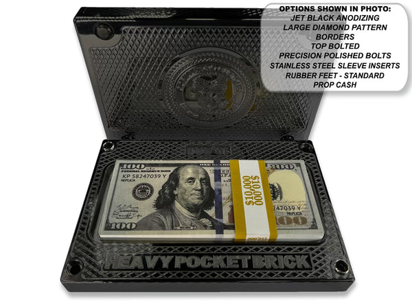HEAVY Pocket Brick JET BLACK $10,000 Capacity - Weight 69.28oz