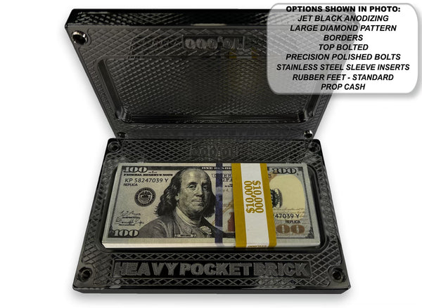 HEAVY Pocket Brick JET BLACK $10,000 Capacity - Weight 69.28oz