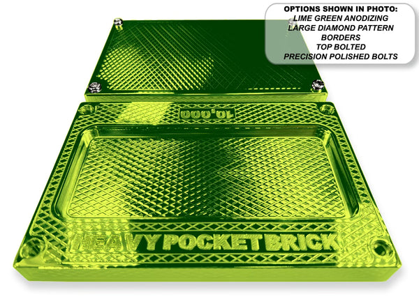 HEAVY Pocket Brick LIME GREEN $10,000 Capacity - Weight 69.28oz