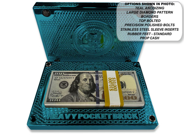 HEAVY Pocket Brick TEAL BLUE $10,000 Capacity - Weight 69.28oz