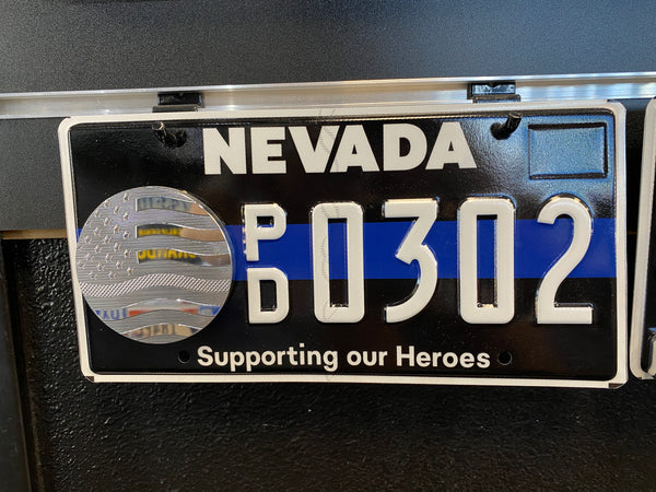 Polished Support Our Heroes License Plate Badges